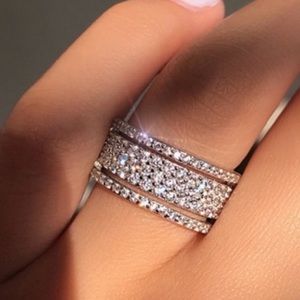 💯 MULTI ETERNITY BAND 925 STERLING SILVER DIAMOND RING